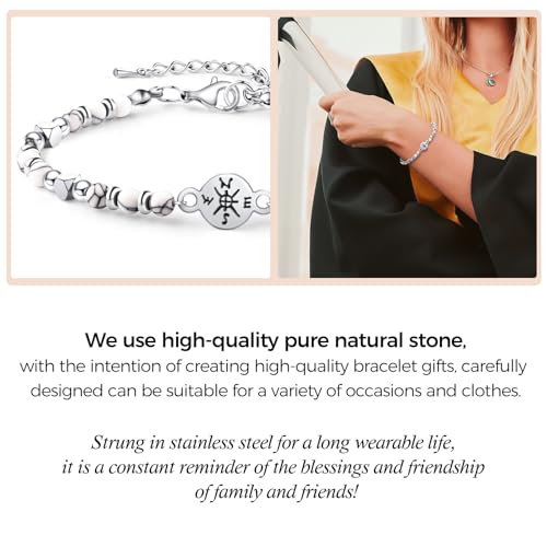 Graduation Gifts 2025 Compass Graduation Bracelets Set for Her Him, Graduation Gift for Middle School High School and College Students 5th 8th Grade Comes with 2 Inspirational Card (Black White)3
