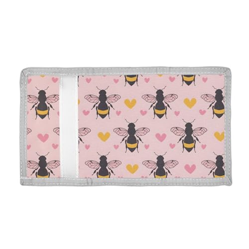 ALAZA Kids Wallets for Boys Girls Toddler Trifold Wallet Children Small Bee Yellow Heart with Zipper Coin Pocket2