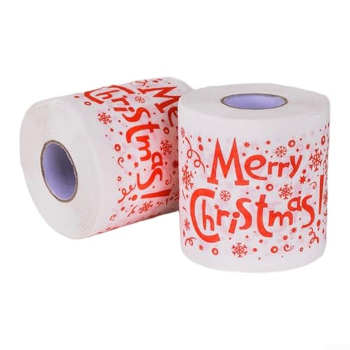 Rollo de papel higiénico de Navidad, papel de baño con patrón festivo de Papá Noel para decoración del hogar y divertido accesorio de baño de Navidad (C)