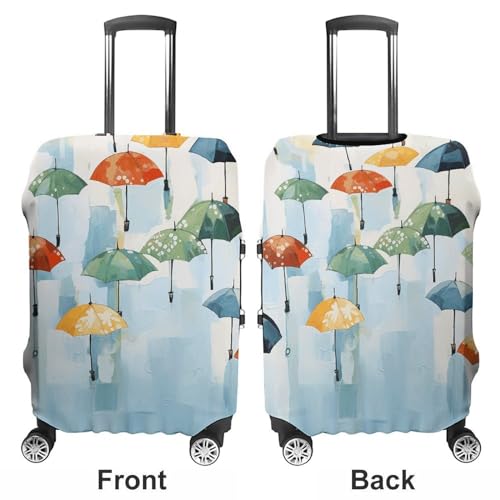Luggage Cover Elastic Washable Suitcase Cover Dust-Proof Oil Painting of Umbrellas Travel Luggage Cover Fashion Suitcase Protector Thickened Baggage Cover Fit 18-32 Inch Luggage XL3