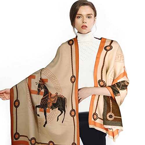 EXTREE Scarfs for Women Pashmina Silky Shawl Wrap for Evening Dressing Blanket Open Front Poncho Cape