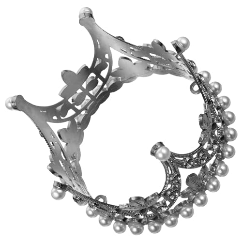 Supvox Zarte Silberne Legierungs Krone Tortenaufsatz mit Perlen Filigrane Kuchendekoration für Hochzeit Geburtstag und Brautparty