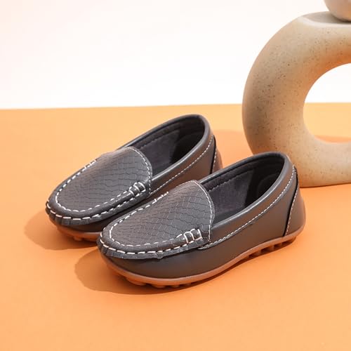 Image of Boys Loafers PU Leather Slip-On Toddler Dress Shoes Non-Slip Sole Kids Moccasins for School Events and Daily Wear
