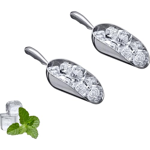 Image of Amazing Abby - Elsa - 12-Ounce Aluminum Ice Scoops (Set of 2), Cast Aluminum Utility Scoops, Food-Grade, Good for Home and Commercial Use, NOT Dishwasher-Safe, Hand-Wash Recommended