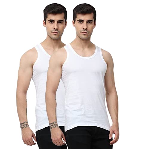 Sleeveless Vest for Men | 100% Super Combed Cotton | Ultra Soft Fabric | Perfect Fitting | Made in India | White-image-45