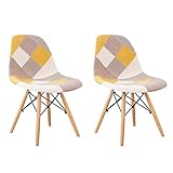 Esszimmerstuhl 2x: Das zeitlose, klassische Retro-Design dieses Patchworkstuhls fügt sich nahtlos in die übrigen Möbel in Ihrem Zimmer ein. Das geometrische Retro-Muster verdeutlicht den einzigartigen Charakter dieses Stuhls.