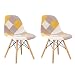 Produktbild MIFI Retro Patchwork Stuhl 2er Set Stoff Esszimmer Lounge Stühle Multicolor Eiffel Esszimmerstuhl aus Holz Home Office Esszimmerstuhl (gelb)