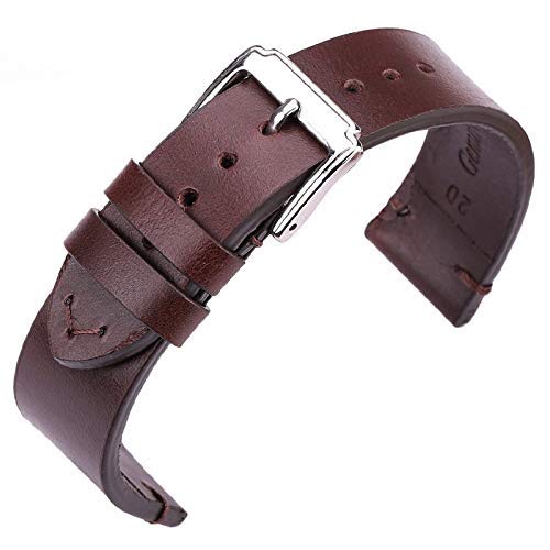 Leder-Uhrenarmbänder, Ersatz-Uhrenarmband, Leder-Uhrenarmband, 18 mm, 20 mm, 22 mm, für Herren und Damen, Vintage-Band mit Edelstahl-Dornschließe