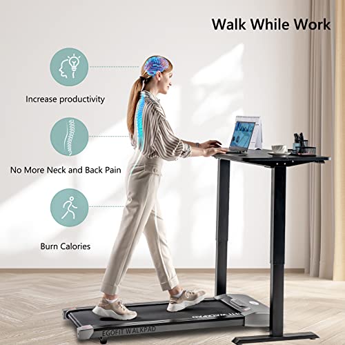 Image of Egofit Walker Pro /Plus Under Desk Walking Treadmill for Working from Home, Compact Walking-Only Treadmill with Fixed 5% Incline for Office Use, Quiet Operation, App & Remote Control