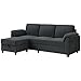 Vongrasig Convertible Sectional Sofa Couch, 3 Seat L Shaped Sofa with Removable Pillows Soft Corduroy Fabric Small Couch Mid Century for Living Room, Apartment and Office (Gray)