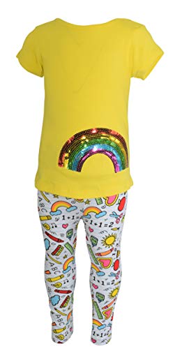 Image of Unique Baby 2 Piece Girls Printed Leggings Outfit with Short Sleeve Shirt Kid and Toddler Clothes Set