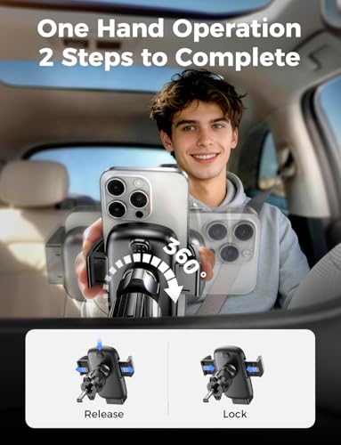 Image of LISEN Car Phone Mount, Phone Holders for Your Car [Thick Cases Friendly] Car Vent Phone Holder & Metal Hook Truck Jeep Accessories for iPhone 17 Air Pro Samsung Google and All 4-7'' Phone