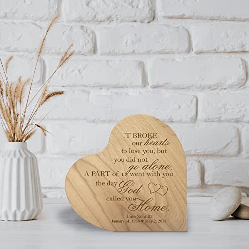 LifeSong Milestones Personalized Memorial Sympathy Gift Ideas Heart Wood Décor - Custom Memorial Gifts Celebration Life Decorations Funeral Memorial Keepsakes- Bereavement Gifts It Broke Our Hearts - Thumbnail 5
