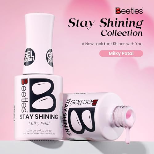 Image of Beetles Baby Pink Gel Polish - Milky Petal 15ml /0.51Oz, Light Pink Gel Nail Polish for Pastel Nails, Same Color Bottle STAY SHINING Series, Long-Lasting Soak Off UV LED Lamp | Color-Matched Bottle Design, Soak Off UV LED Light Pink Gel Nail Polish, Long-Lasting for DIY Beginners & Salon Pros