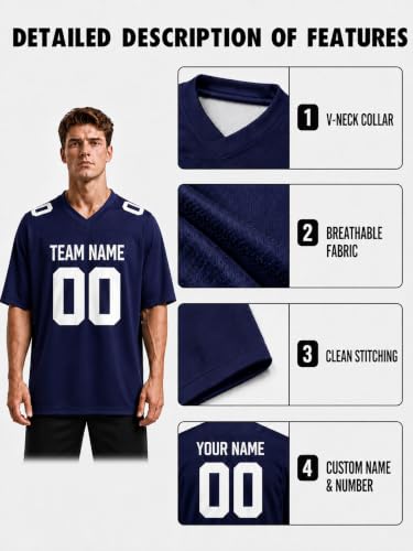 Image of Custom Replica Football Jersey with Name Number Logo