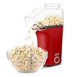 DASH Hot Air Popcorn Popper Maker with Measuring Cup to Portion Popping Corn Kernels + Melt Butter, 16 Cups - Red