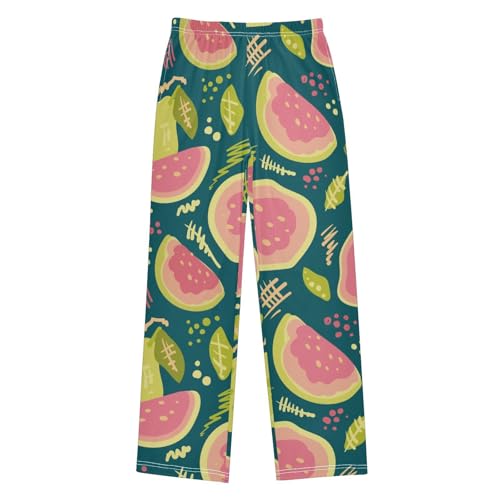 Guava Pattern Boys Pants Boys Athletic Pants Long Pant for Boywith Pockets Wide-Leg Size 6-14Y