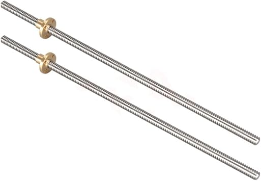 T8 Lead Screw, 1PC Stainless Steel Threaded Rod T8 Lead Screw with Brass Nut for 3D Printer Machine Z Axis Linear Guides Stepper Motor SilverLead-8mm,400mm 1PCS