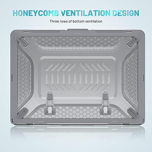 Image of ProElite Case for MacBook Air 13.6 inch 2022 2023 2024 2025 Release M5 /M4 /M3 A3113 M2 A2681 with Touch ID,Heavy Duty Honeycomb Hard Shell with Slim TPU Bumper and Fold Kickstand, Grey