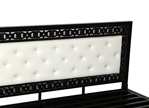 Image of Black Metal HEADBOARD Bed with Hydraulic Storage for Home Livingroom Bedroom - Ivory Cushion (6x6)