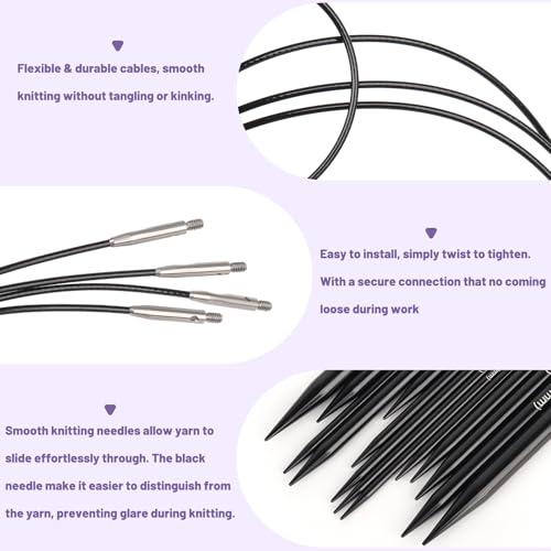 Image of Katech Short Interchangeable Knitting Needles Set-Circular Knitting Needles