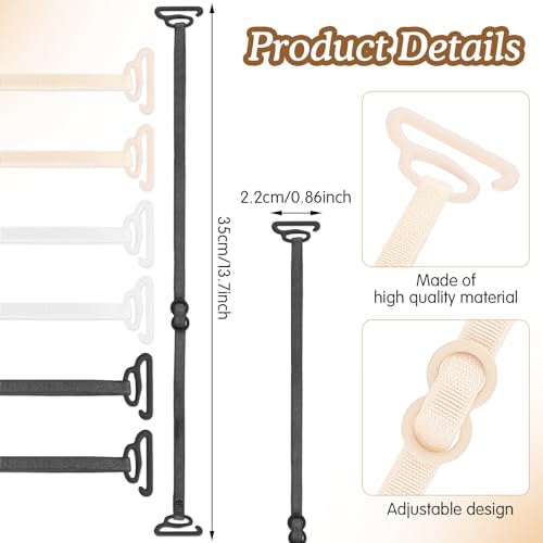 Prasacco 3 Pairs Bra Straps Replacement Adjustable Bra Shoulder Straps Elastic Women's Bra Straps Removable Lingerie Straps Dress Straps for Strapless Dress, 3 Colors2