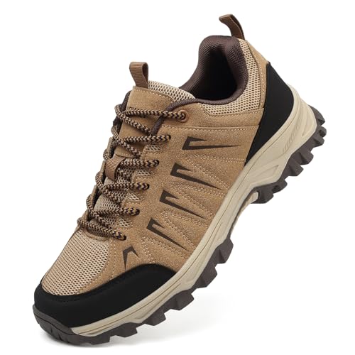 HaloTeam Chaussures Basses de Randonnée Homme Antidérapant Respirant Sneakers Marche Promenades Voyages Bottes de Trekking,Marron,EU 39