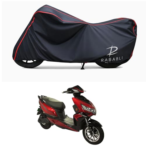 Image of Waterproof Bike Body Cover Compatible for | Okinawa PraisePro | Taffeta Fabric, Red Piping Design, Bottom Elastic Fit | Dustproof, Sun UV & Rain Protection for All Bikes