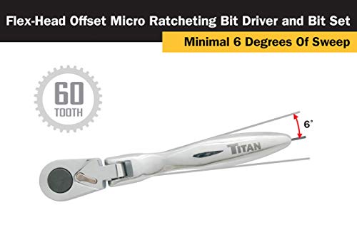 TITAN 11212 4-1/8-Inch Flex-Head Offset Micro Ratcheting Bit Driver and ...