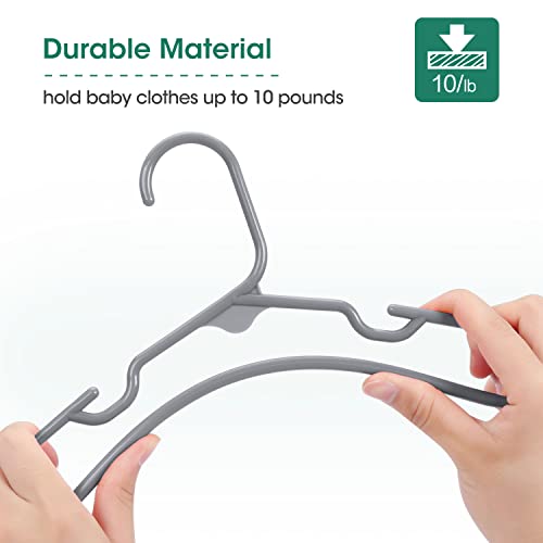 Minnebaby Plastic Baby Hangers 60 Pack, Ultra Thin No Slip Infant Nursery Clothes Hangers With 6 Pcs Cute Clothing Dividers For Boys & Girls Closet Organizer, Gray Kids Hangers #TOP4