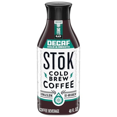 SToK Decaf Cold Brew Coffee, Bold & Smooth Arabica-Based Blend, Brewed Low and Slow, Unsweetened, Medium Roast Black Coffee, 48 fl oz Bottle