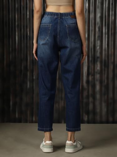 Image of High Star Women Cotton Washed Mom fit High-Rise Jeans