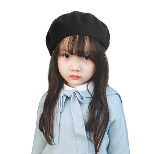 Bonaweite French Wool Berets Hat Classic Fashion Warm Beanie Cap For Girls Black #TOP3