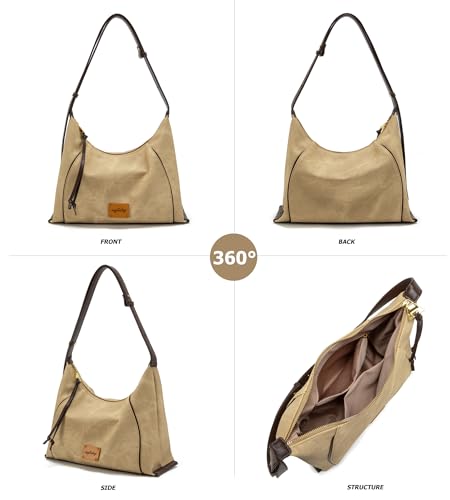 Image of myfriday Women PU Hobo Crossbody Bag, Coin Purse, 2 Straps Shoulder Purse | Anti-scratch PU, center divider, zipper pocket and coin pouch organize cosmetics, wallet and phone for commute or dates