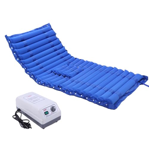 Colchón Antiescaras Con Sistema de Presión Alterna Con Orificio para Inodoro, Prevención de Escaras y Tratamiento de úlceras Apto para Domésticas y Hospitalarias Cama de Enfermería, Con Bomba,Azul