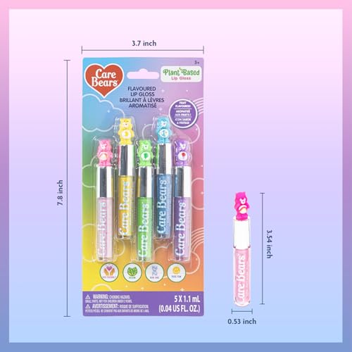 Care Bears 5 pcs Flavored Lip Gloss for Kids | Non-toxic & Vegan Makeup | Birthday Gifts for Ages 3 by Townley Girl - Image 8