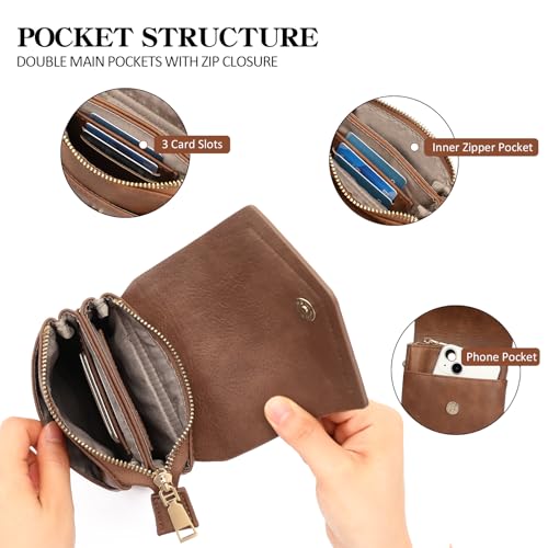 GAEKEAO Small Crossbody Bags for Women Cell Phone Purse Leather Triple Compartment Handbags Wallet Purses with Card Slots3