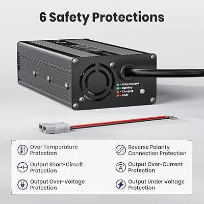Timeusb 12V 10A LiFePO4 Battery Fast Charger, 14.6V Smart Lithium Battery Charger with Anderson Connector Indicator Special for Lithium LiFePO4 Deep Cycle Rechargeable Batteries of Boat, RV