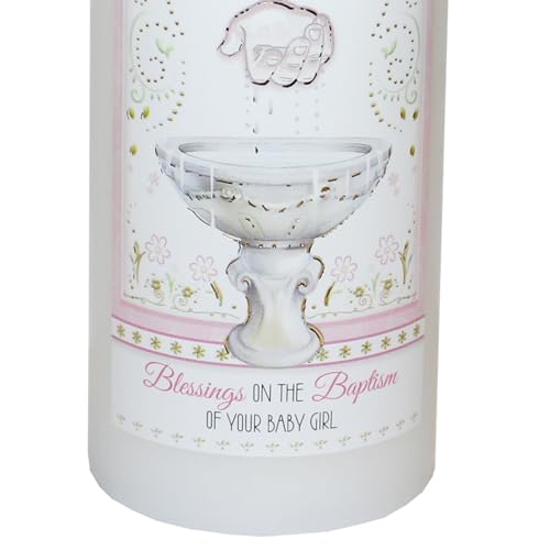 Pillar Candle for Baptism of Your Baby Girl in Organza Bag Keepsake Gift - 2527, Pink, 6 cm - Image 3