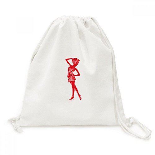 Sac graphique fille rondelette rouge toile imprimée voyage