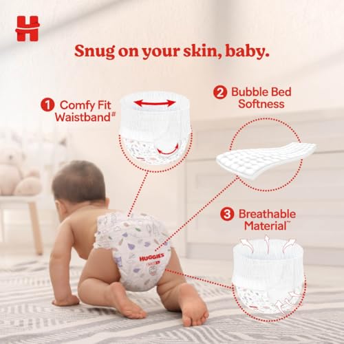 Image of Huggies Complete Comfort Wonder Pants Triple Extra Large (XXXL) Size (17 Kgs+) Baby Diaper Pants, 24 count|5 benefits in 1 diaper| Bubble Bed softness | Upto 12 hour overnight absorption (Pack of 2)