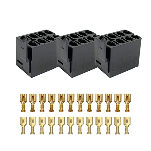 Image of 3 Set Rocker Switch Plug Socket with 6.3mm Female Spade Terminals for ARB Carling Switch Connection