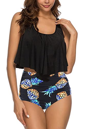Image of Women High Waisted Bikini Swimsuit Flounce Vintage 2 Piece Bathing Suits