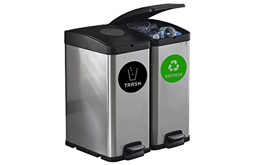 Image of Recycle and Trash Sticker Vinyl Modern Logo Symbol to Organize Trash cans or Garbage containers and Walls - Contour Cut (Green /Black, XSmall)