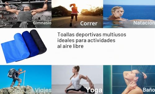 Miniatura 3 de Bw Hm Toalla De Microfibra Para Gimnasio Toallas Deportivas Absorbentes Y De Secado Rápido 40 X 80 Cm Paquete De 3 Gris Azul Azul Claro