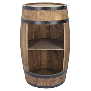 Wooden Barrel Home Bar – Wine Cabinet in Retro Style – Wine Barrel Bar – Wine Rack Wood – Wooden Bar 80 cm High – Elegant Furniture, Living Room Decoration – Barrel Bar Table and Bottle Stand (Wenge)