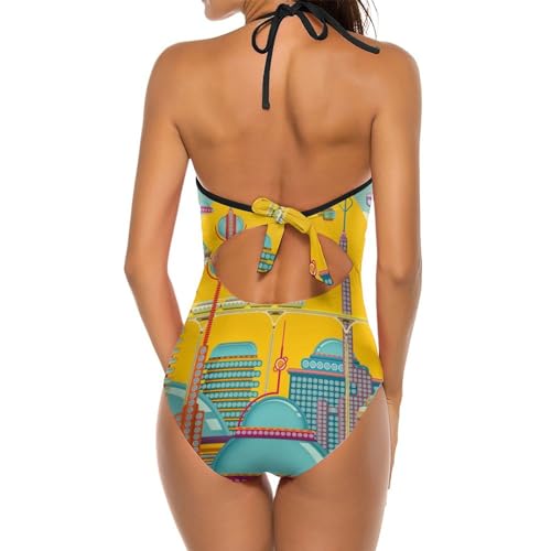 Maillot de bain une pièce galbant Ville De Tech monokini chic