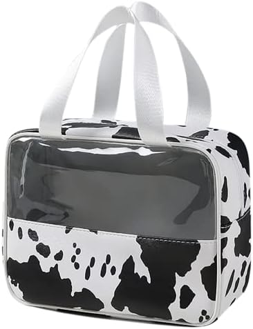 IMCUZUR Travel Toiletry Bag for Women, Makeup Bag Cosmetic Organizer, Travel Tote for Accessories Toiletries (Cow Pattern - M)