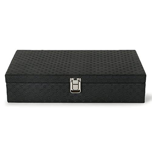 LEDO Watch Box Case Organizer Holder for Unisex 12 slots of Watches Black & Cream Color