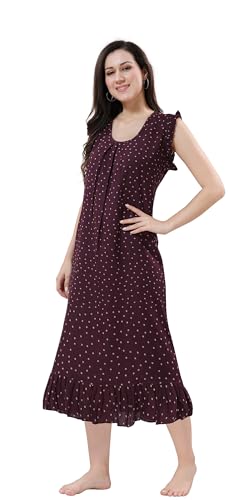 Image of Women's Viscose Blend Comfort Short Nighty with Side Pockets | Soft Printed Short Night Dress for Everyday Wear | Easy to Wear (CS5001)